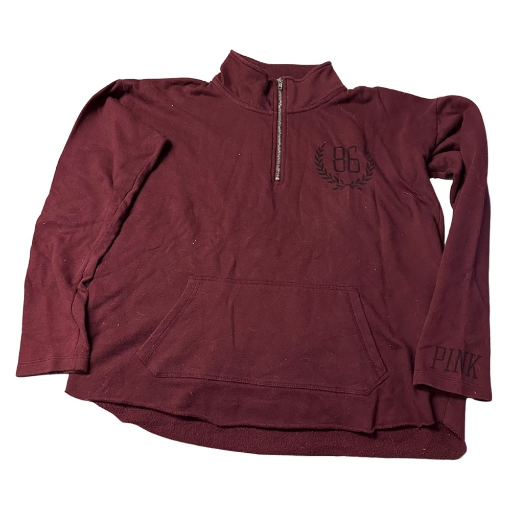 VS PINK | Maroon Half-Zip Sweatshirt | Y2K 2010s Retro Holiday Fall